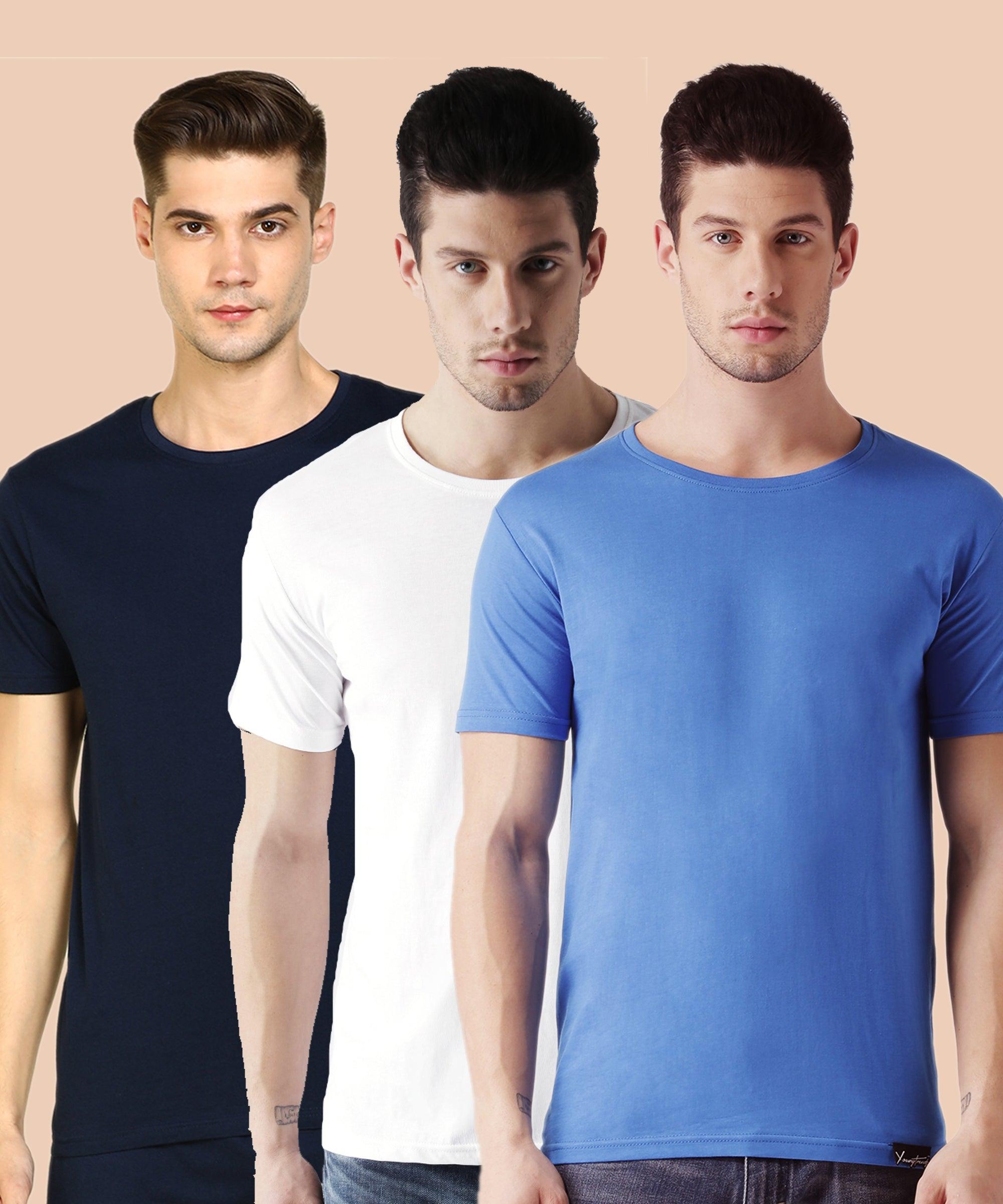 Young Trendz Men Halfsleeve Combo Solid Tshirt - Young Trendz