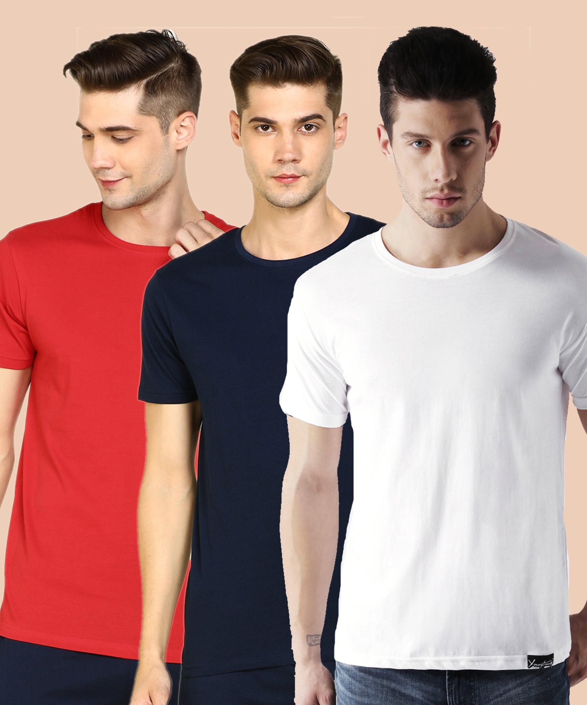 Young Trendz Men Halfsleeve Combo Solid Tshirt - Young Trendz