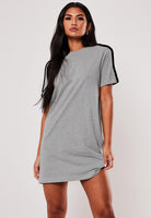 Women Sleeve striped Night Dress - Knee Length Combo (GREY&OLIVE) - Young Trendz