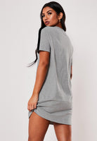 Women Sleeve striped Night Dress - Knee Length Combo (WHITE & GREY) - Young Trendz