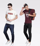 Young Trendz Mens Printed Halfsleeve Tshirt (WHITE,MAROON) - Young Trendz