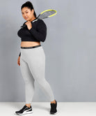 Women Solid Tights Plus Size (Grey) - Young Trendz