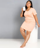 Womens Solid Plus Size Night Dress (Peach) - Young Trendz