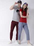 Pulse Printed Grey(Men) Red(Women) Color Printed Couple Tshirts - Young Trendz