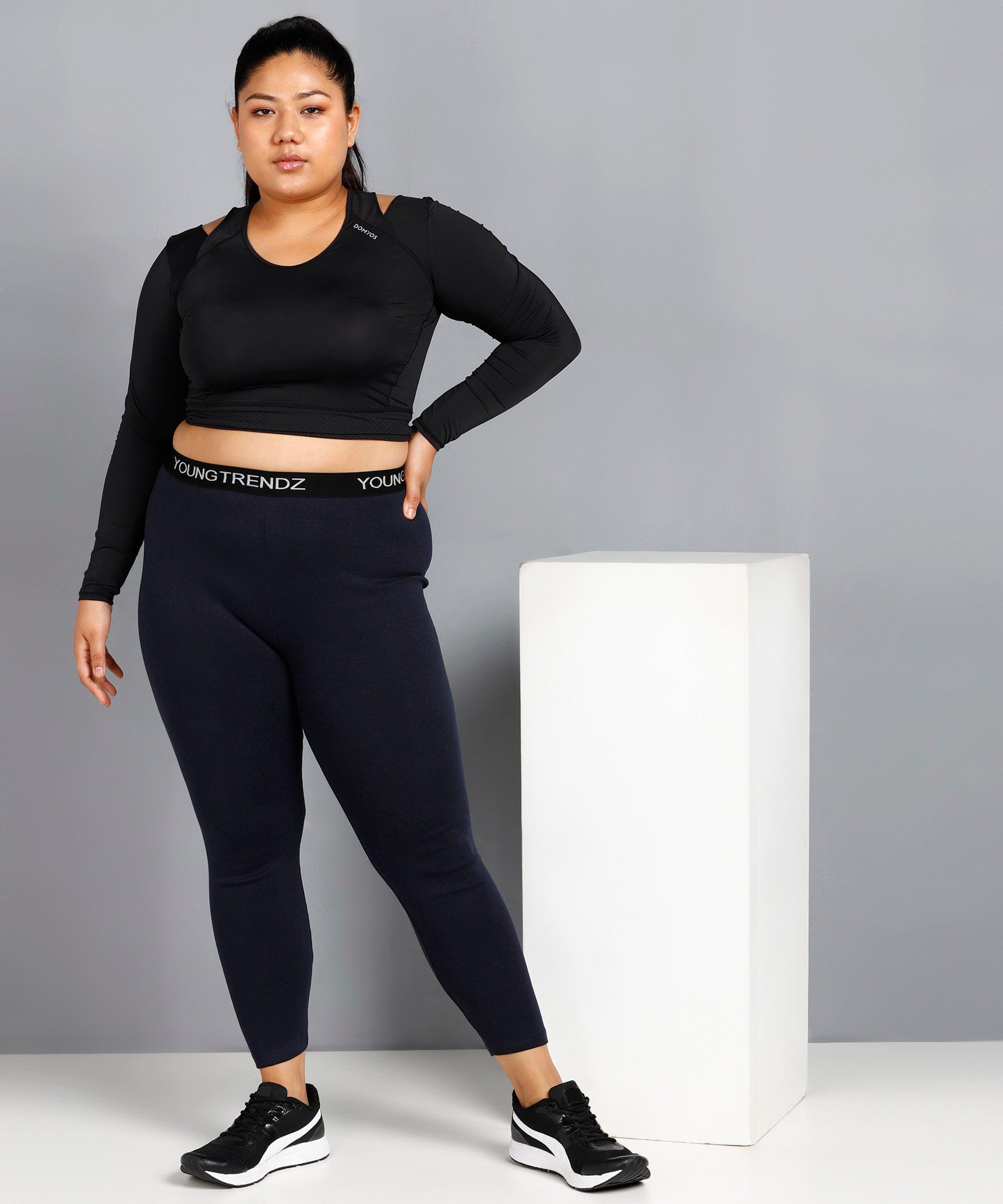 Women Solid Tights Plus Size (Navy)
