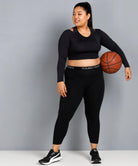 Women Solid Tights Plus Size (Black) - Young Trendz