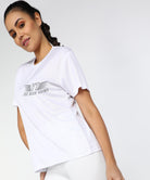 Young Trendz Womens Round Neck Half Sleeve Pocket Printed Sports Tshirt (White) - Young Trendz