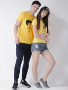 Pulse Printed Yellow Color Couple Tshirts - Young Trendz