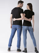 Black Color Plain Couple Tshirts - Young Trendz