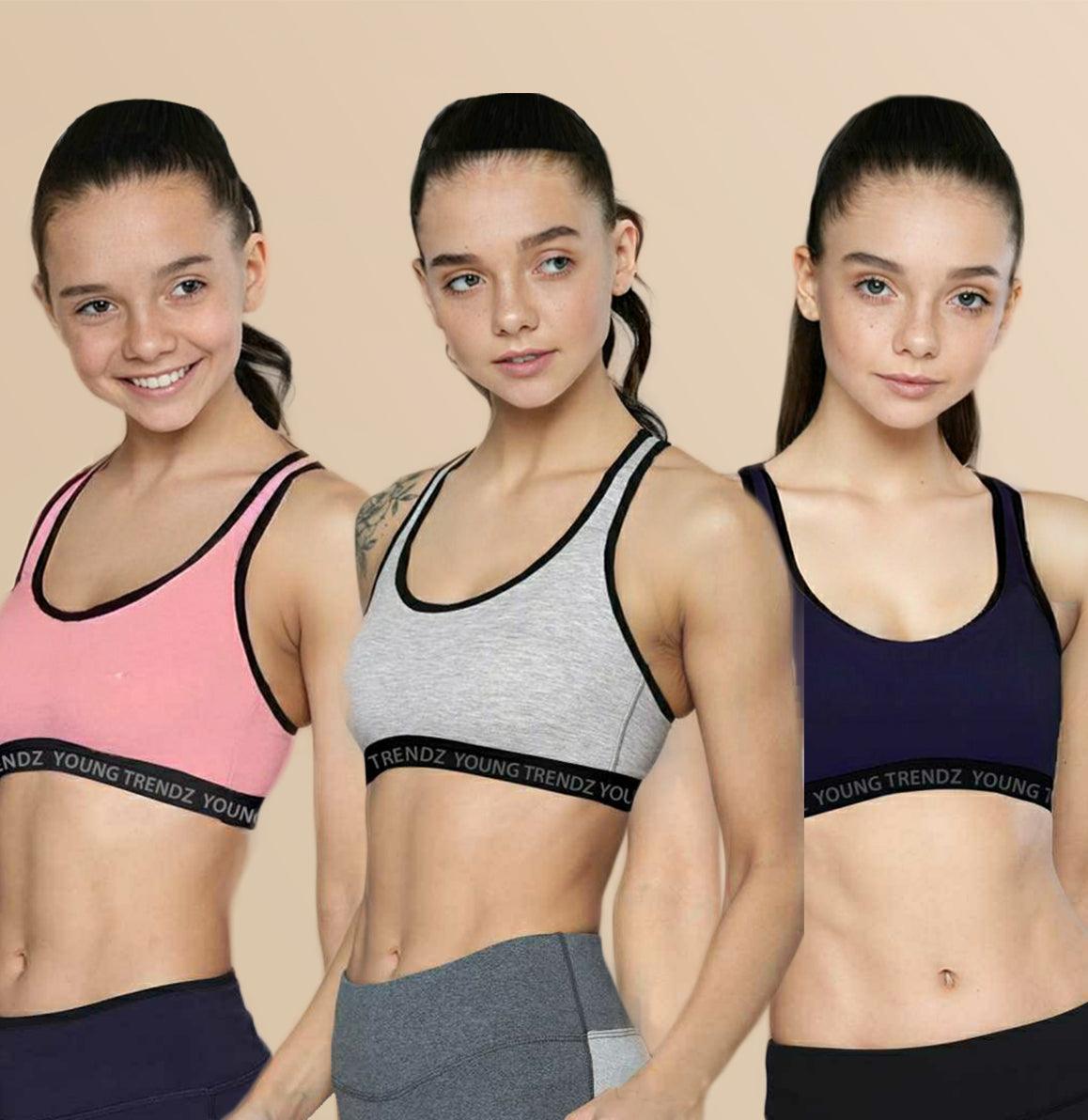 Young Trendz Girls Non Padded Combo Sports Bra(Pack of 3) - Young Trendz