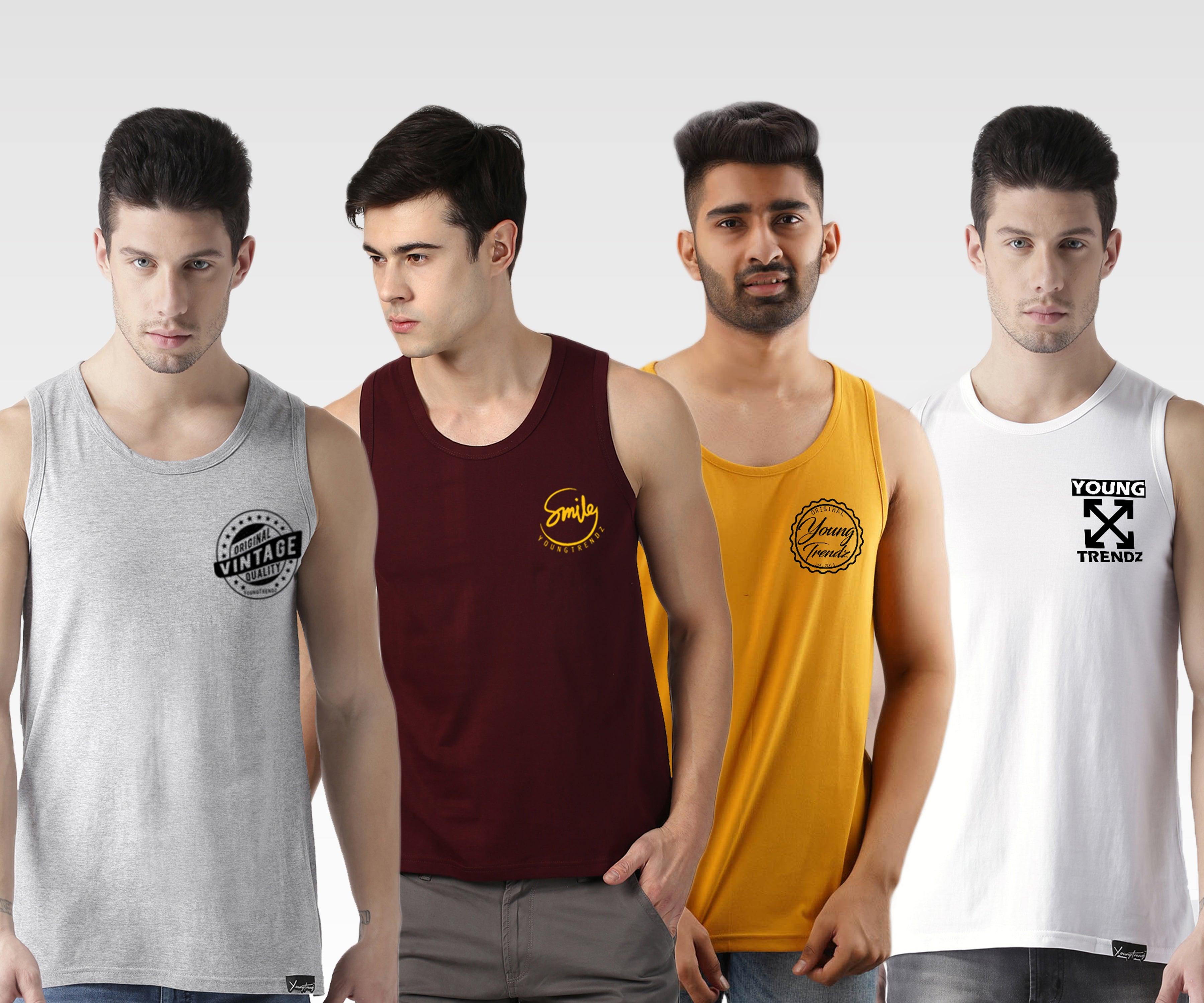 Mens Printed Sleeveless Combo Tshirt - Young Trendz