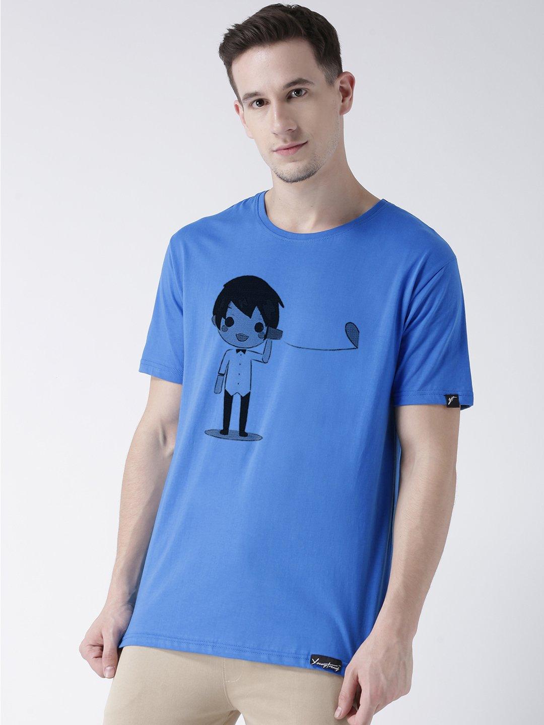 Phone Printed Skyblue Color Couple Tshirts - Young Trendz