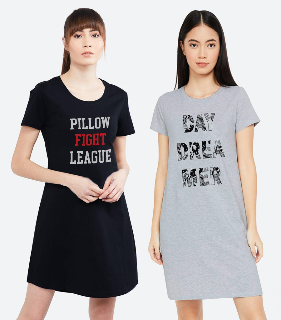 Womens Printed Half sleeve Combo Night Dress (Pack of 2 ) - Young Trendz