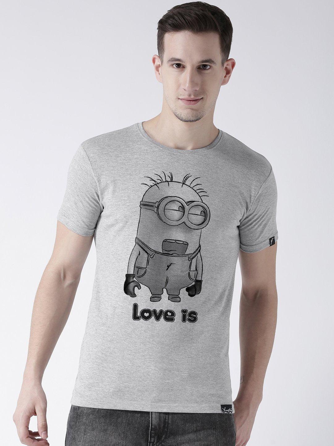 Minions Printed Grey(Men) White(Women) Color Printed Couple Tshirts - Young Trendz