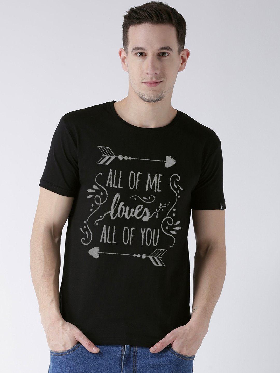 All of me Printed Black Color Couple Tshirts - Young Trendz