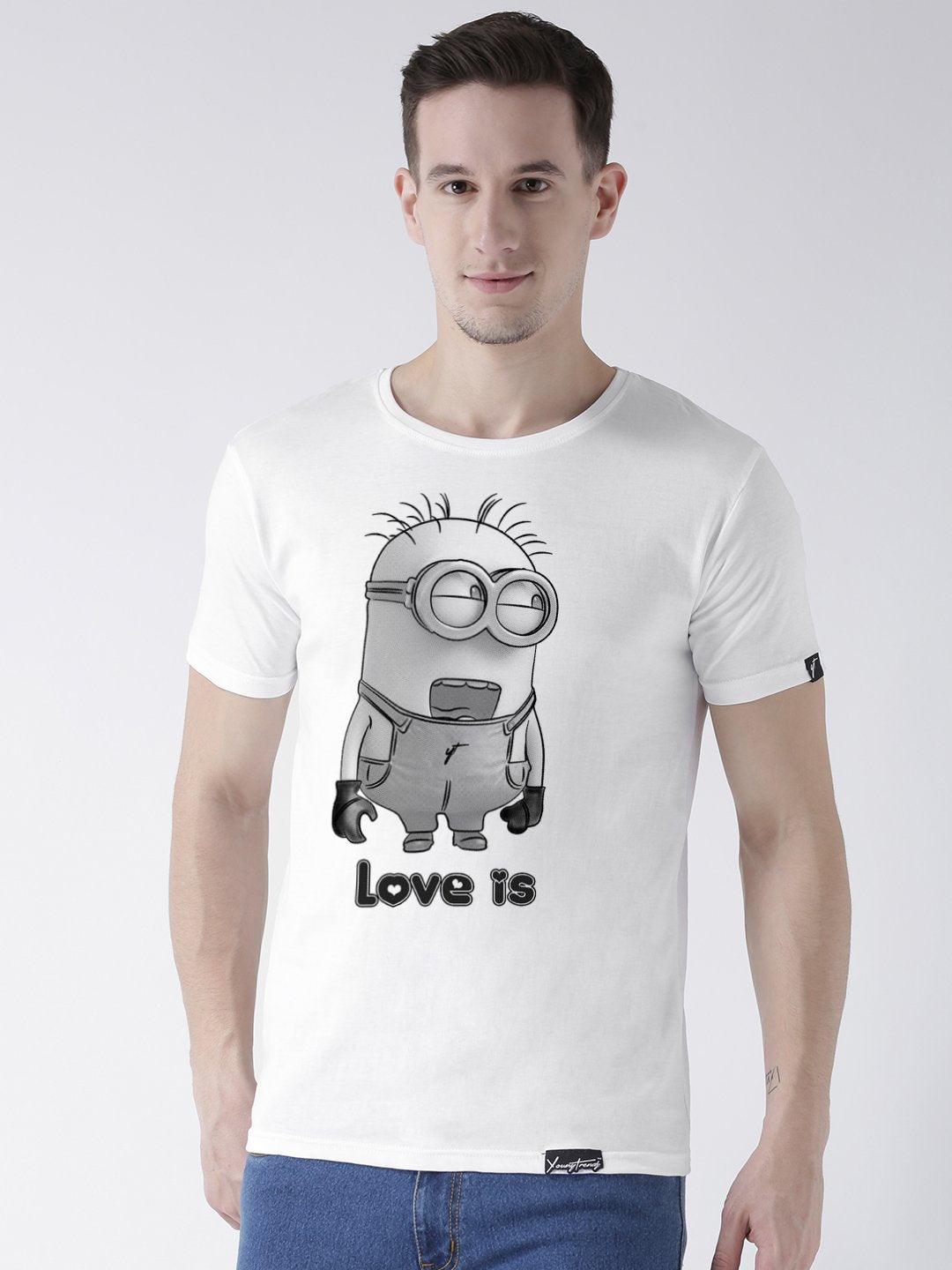 Minions Printed White Color Couple Tshirts - Young Trendz