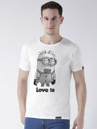 Minions Printed White Color Couple Tshirts - Young Trendz