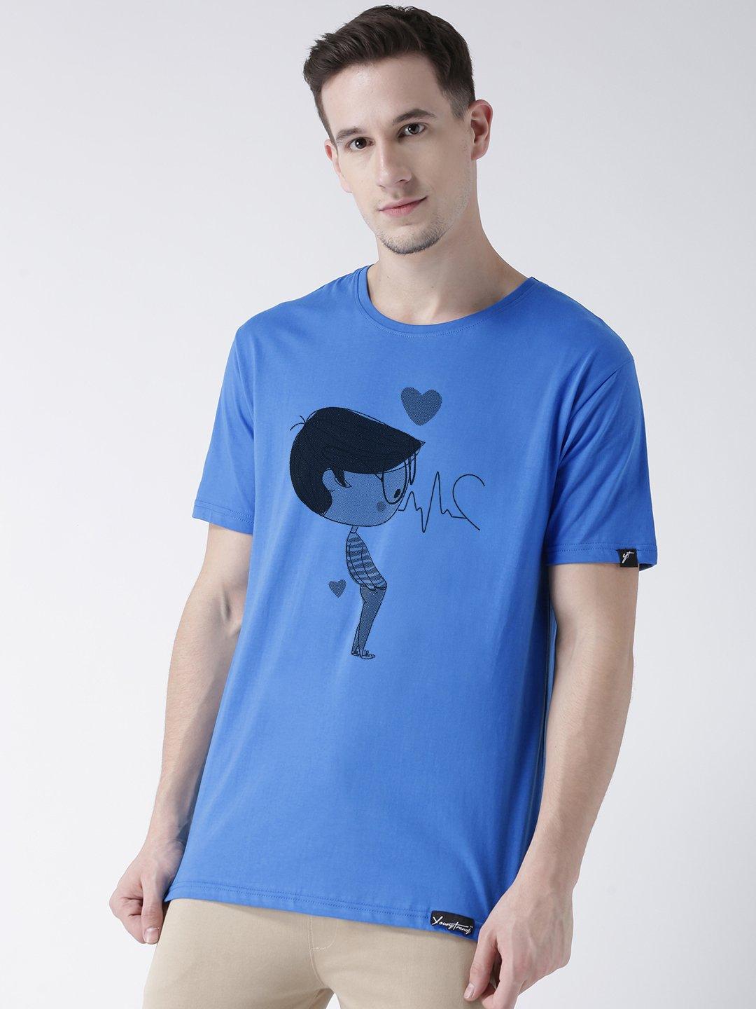 Pulse Printed Skyblue Color Couple Tshirts - Young Trendz