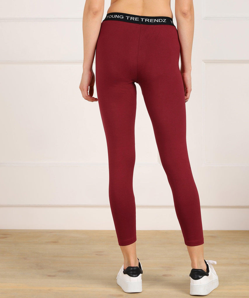 Womens Sports Tights (Maroon) - Young Trendz