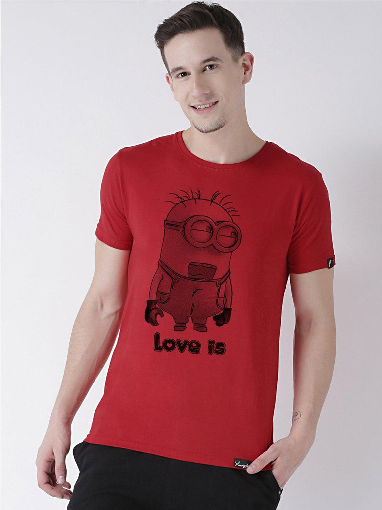 Minions Printed Red(Men) Grey(Women) Color Printed Couple Tshirts - Young Trendz
