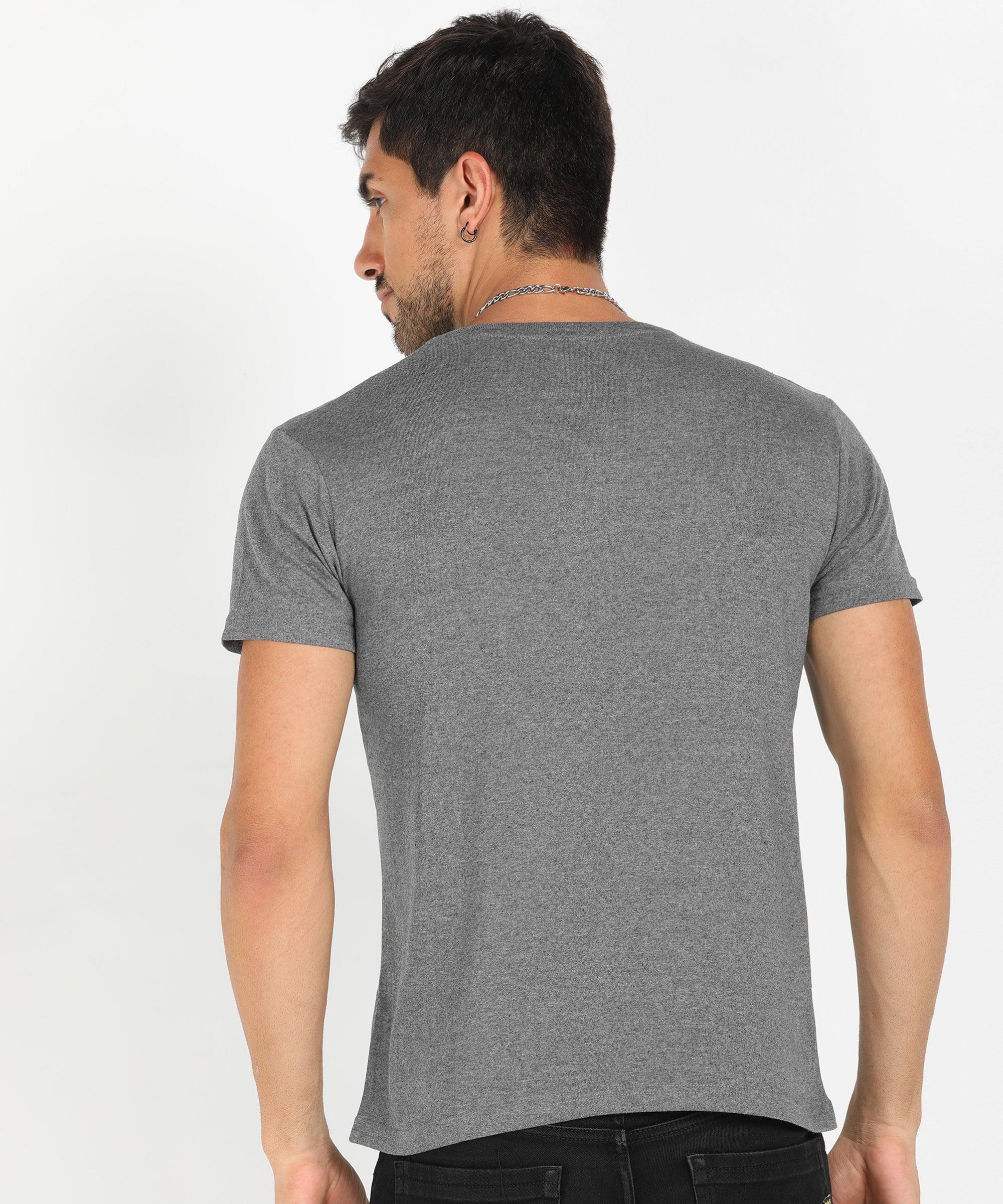 Young Trendz Men Halfsleeve Solid Tshirt (Andra Melange) - Young Trendz