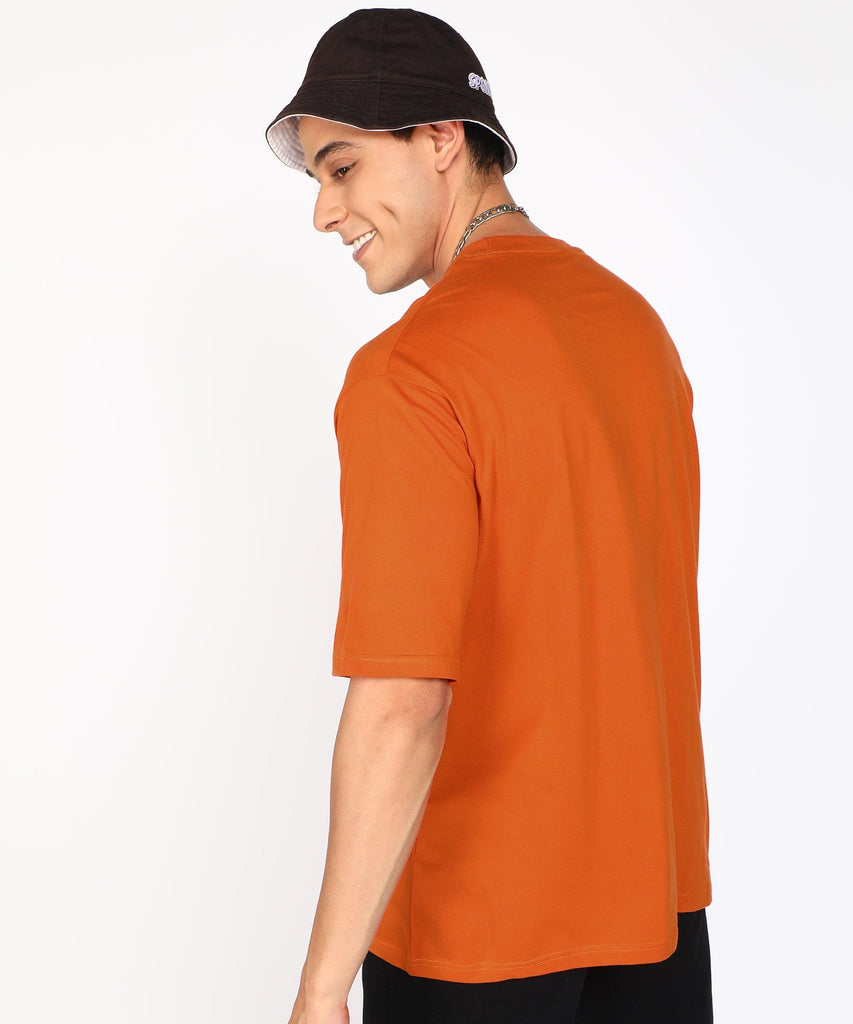 Solid Mens Oversize Tshirt Solid Men Round Neck Rustic Brown T-Shirt - Young Trendz