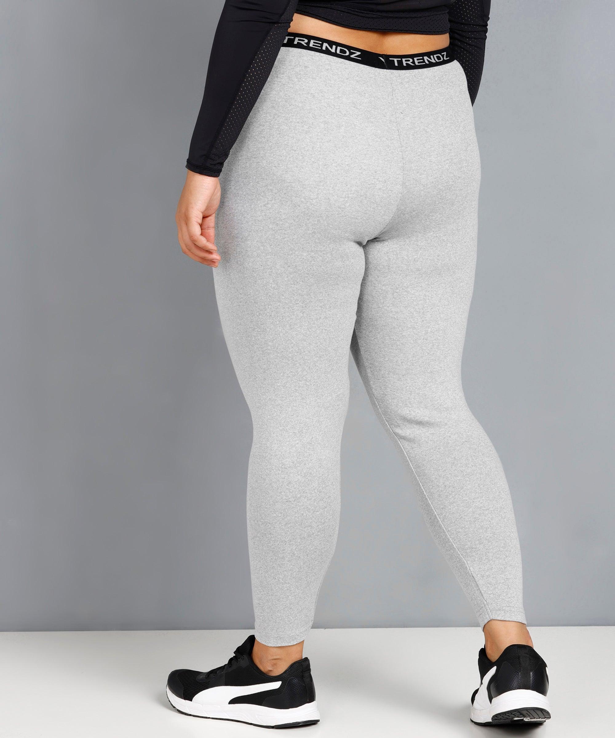 Women Solid Tights Plus Size (Grey) - Young Trendz