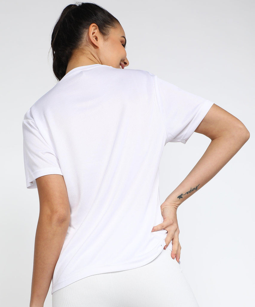 Young Trendz Womens Round Neck Half Sleeve Pocket Printed Sports Tshirt (White) - Young Trendz