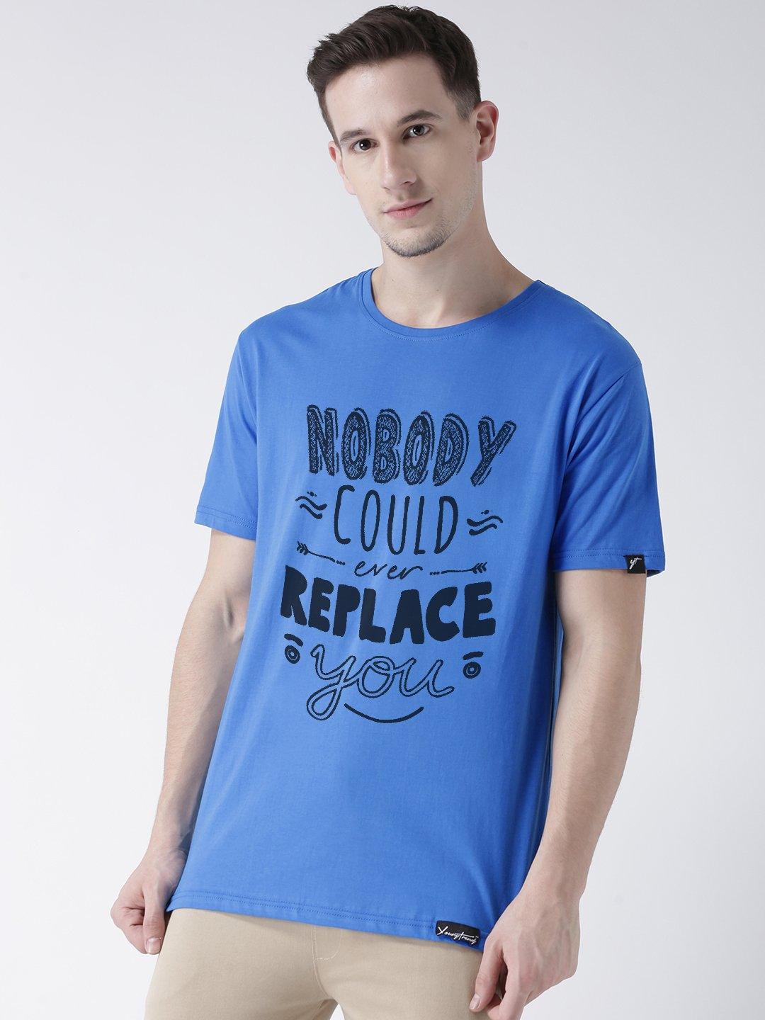 Nobody Printed Skyblue Color Couple Tshirts - Young Trendz