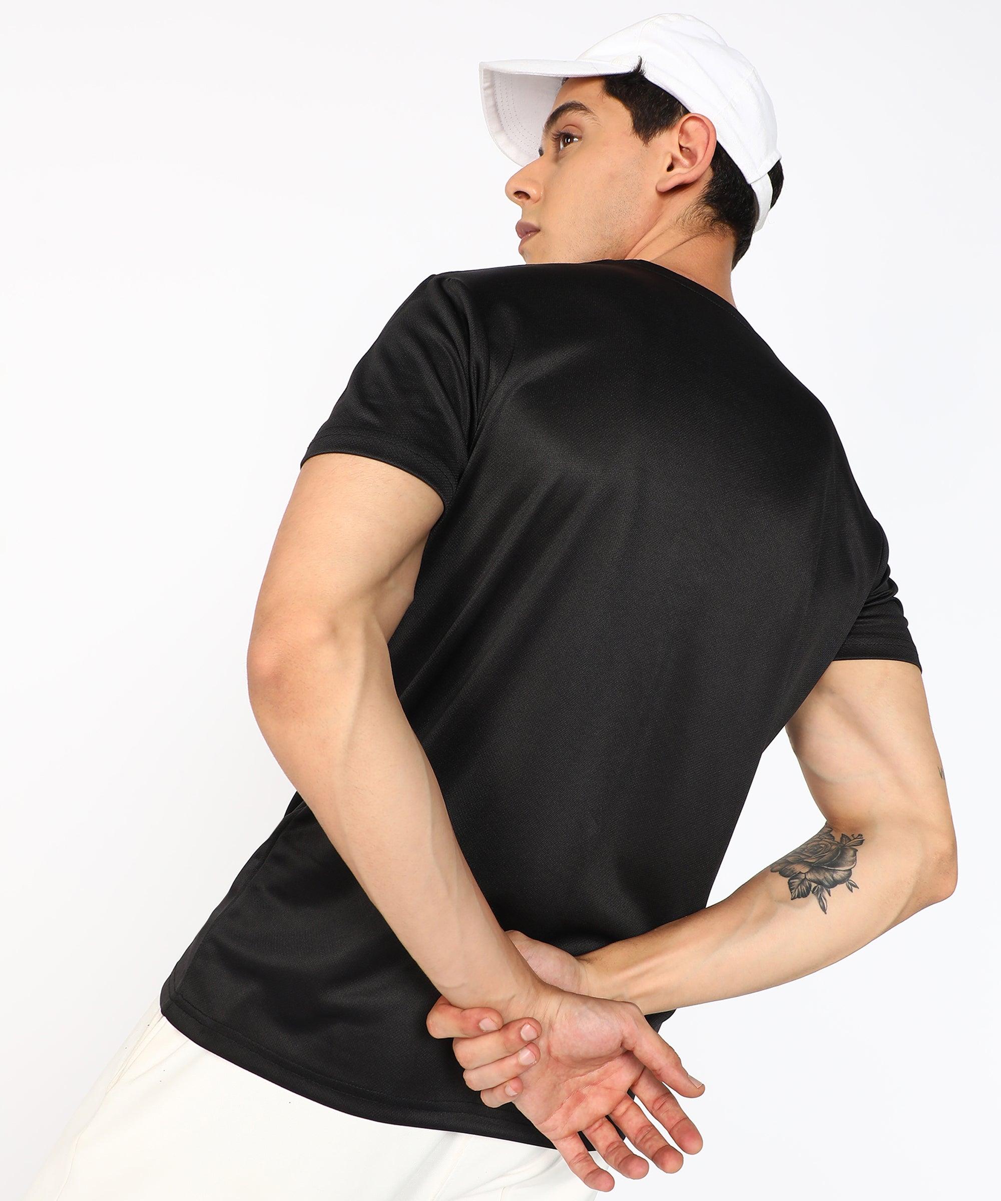 Mens Dry-Fit Sports T.shirt (Black) - Young Trendz