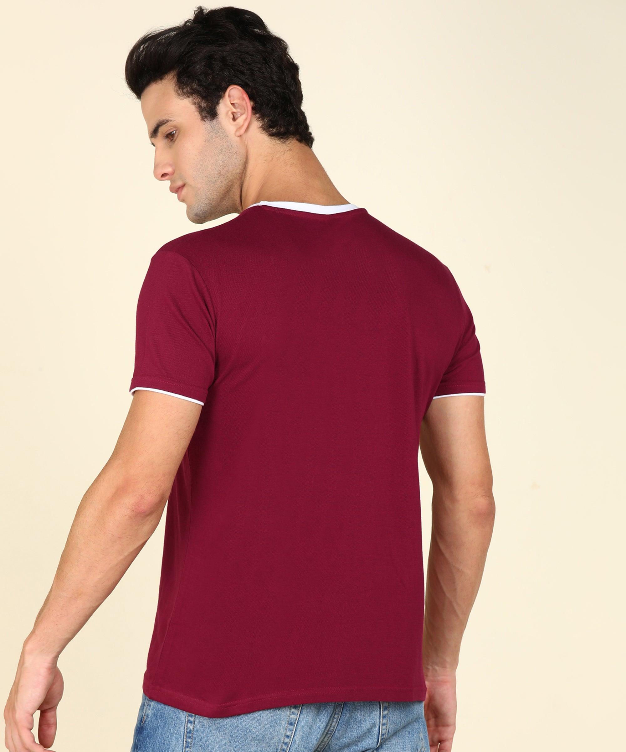 Mens Contrast Crew Neck Half Sleeve T-Shirts - Young Trendz