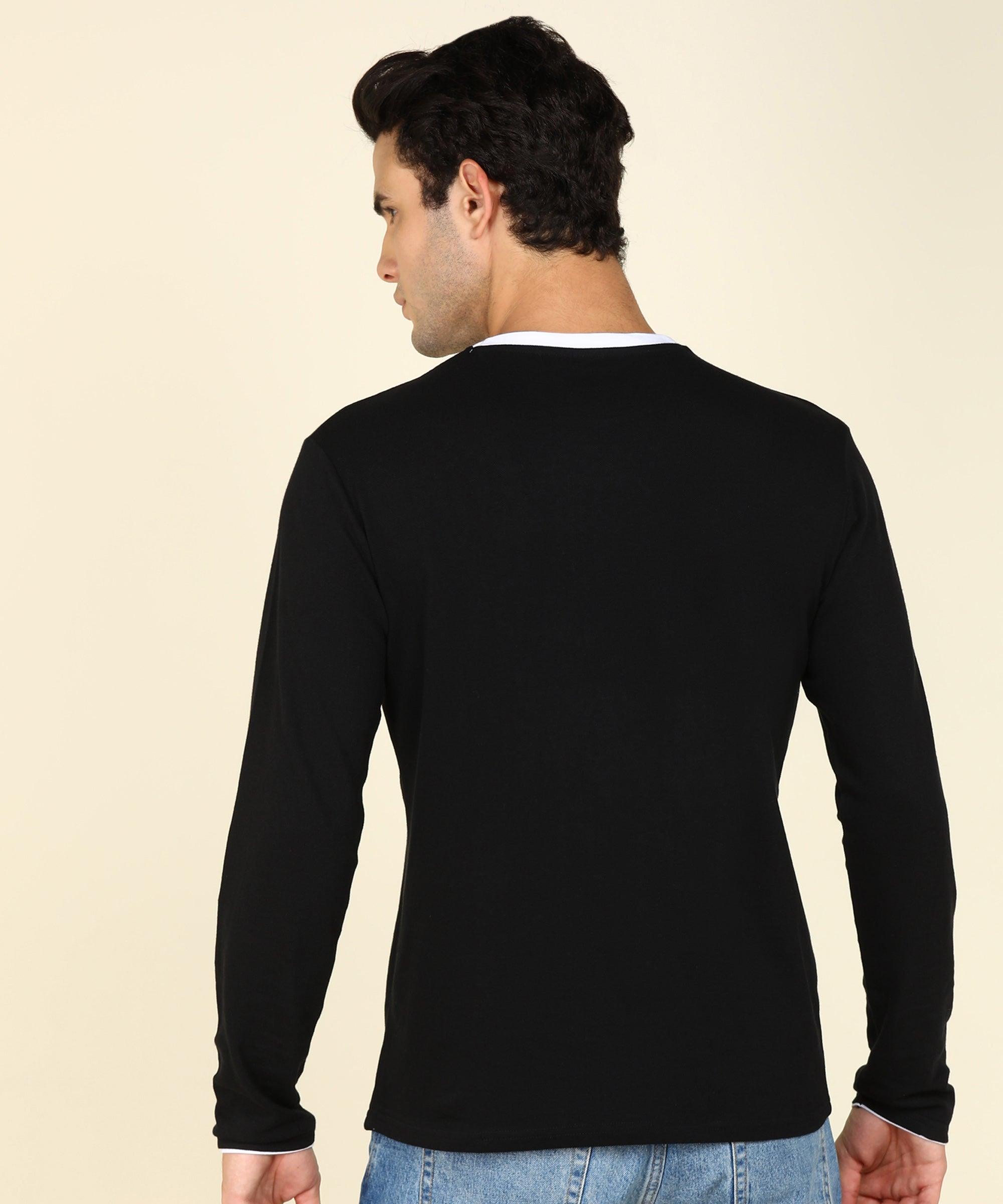 Mens Contrast Crew Neck Full Sleeve T-Shirts - Young Trendz