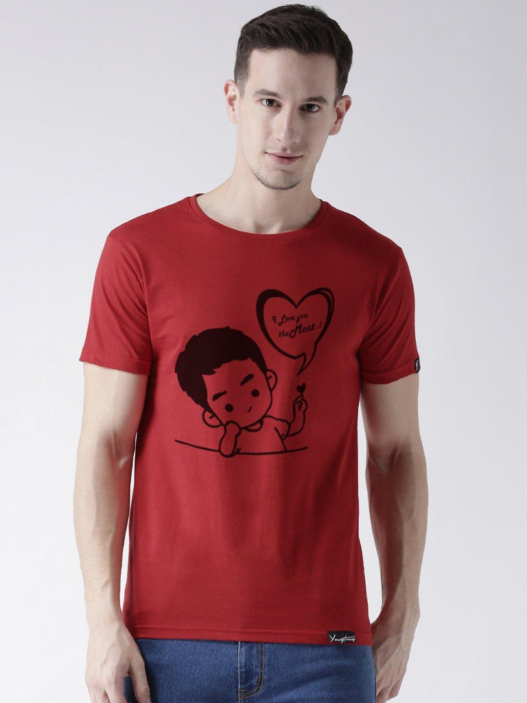 Love you Printed Red Color Couple Tshirts - Young Trendz