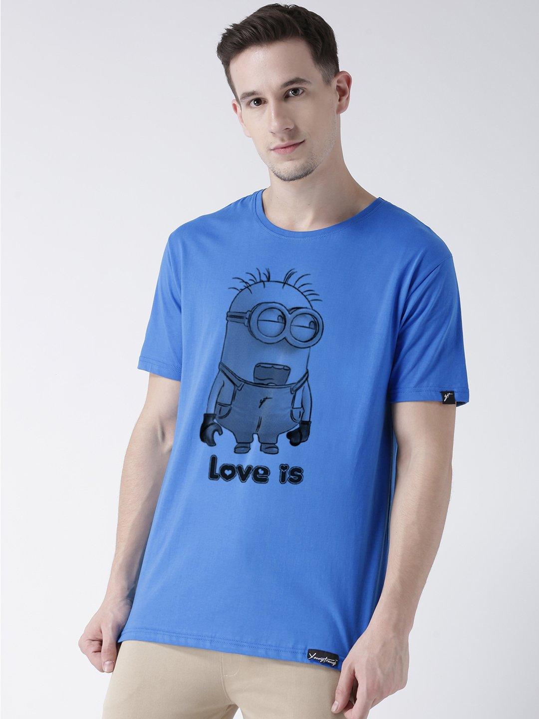 Minions Printed Skyblue Color Couple Tshirts - Young Trendz