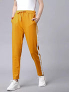 Women Striped Mustard Track Pants - Young Trendz