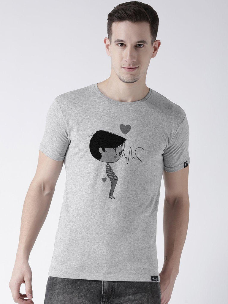 Pulse Printed Grey(Men) White(Women) Color Printed Couple Tshirts - Young Trendz
