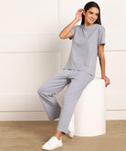 Women T-shirt & Pyjama Set Pure Soft Cotton - Grey - Young Trendz