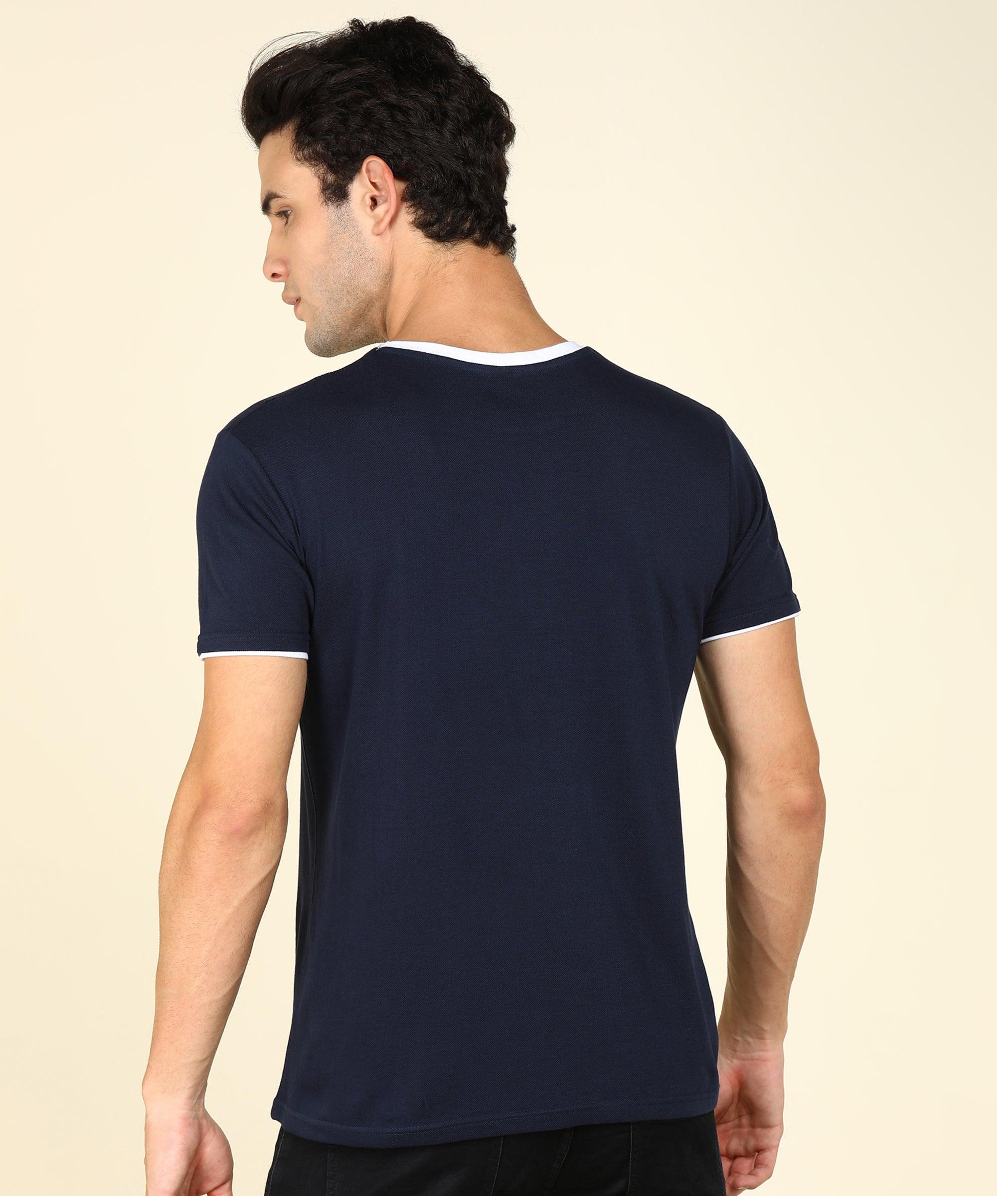 Mens Contrast Crew Neck Half Sleeve T-Shirts - Young Trendz