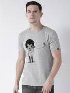 Phone Printed Grey Color Couple Tshirts - Young Trendz