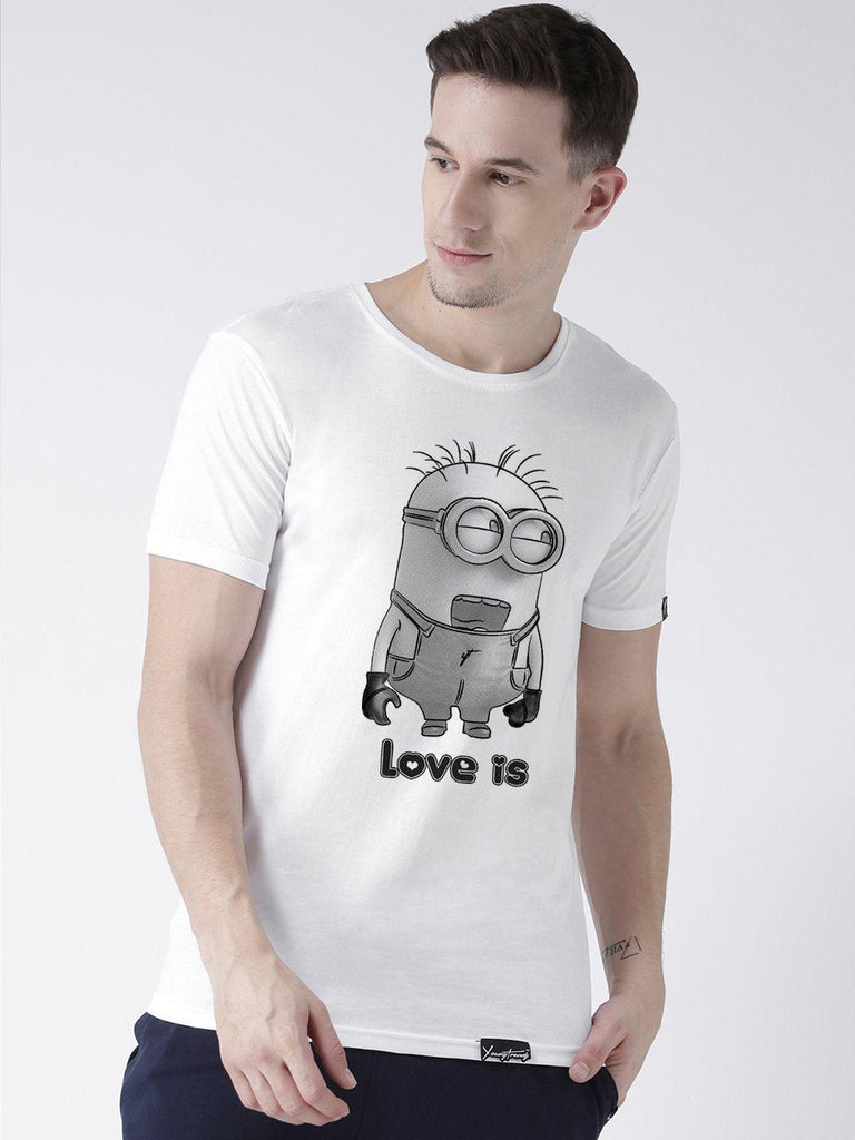 Minions Printed White(Men) Red(Women) Color Printed Couple Tshirts - Young Trendz