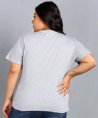 Womens Plus Size Solid Round Neck T.shirt (Grey) - Young Trendz