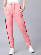 Women Striped Pink Track Pants - Young Trendz