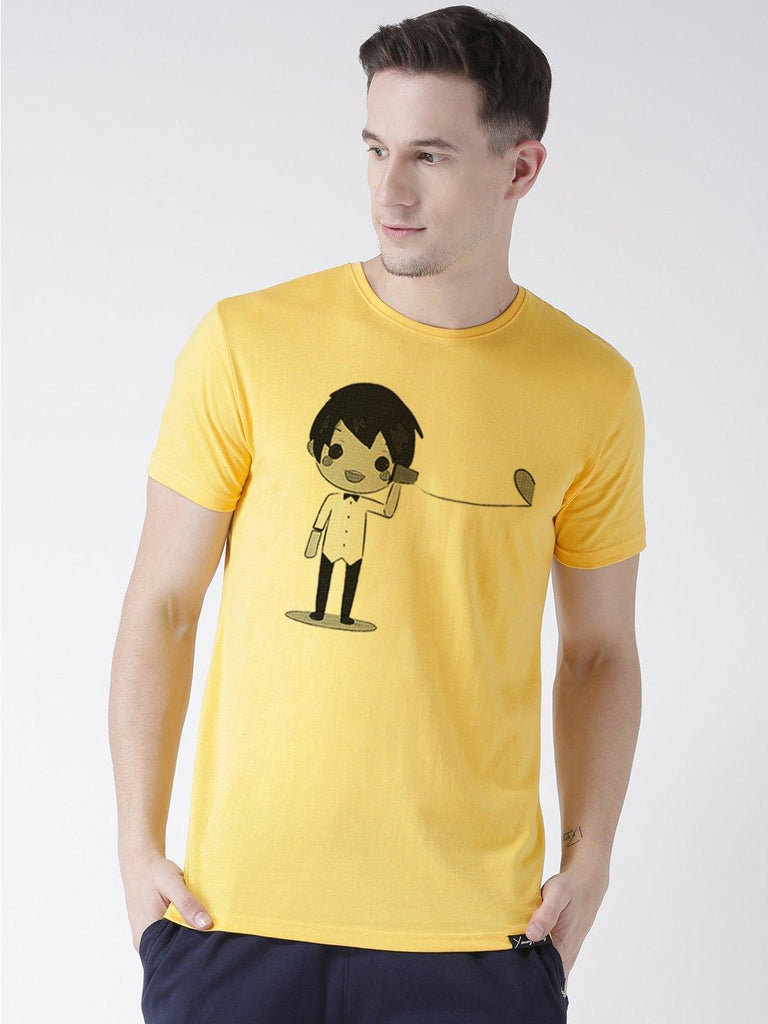 Phone Printed Yellow Color Couple Tshirts - Young Trendz