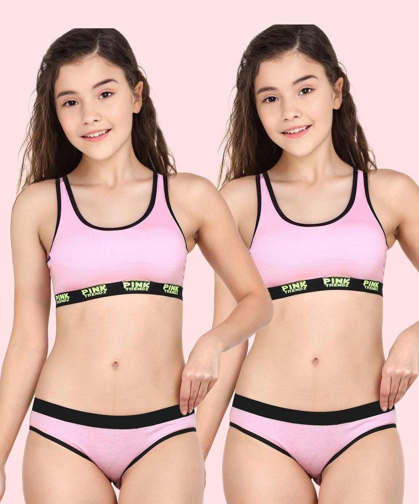 Girls Non Padded Pink Trendz Combo Sports Bra(Pack of 2) - Young Trendz