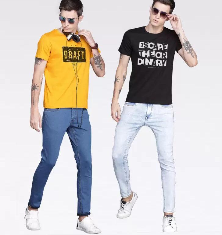 Young Trendz Mens Printed Halfsleeve Tshirt (BLACK,YELLOW) - Young Trendz