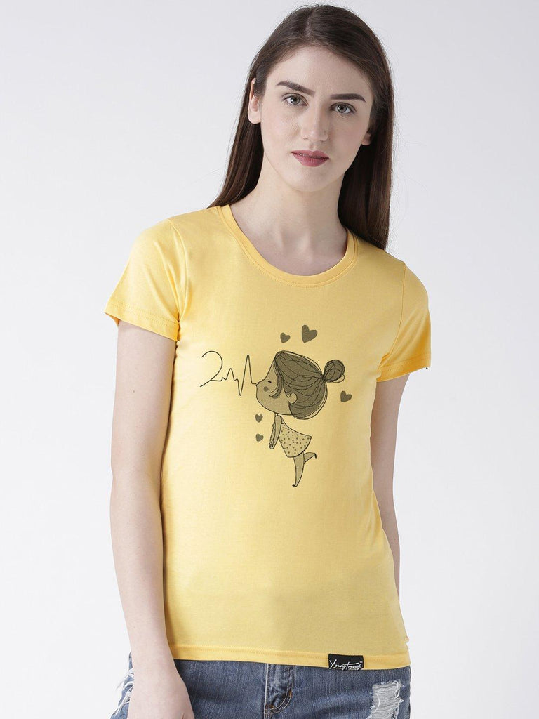 Pulse Printed Yellow Color Couple Tshirts - Young Trendz