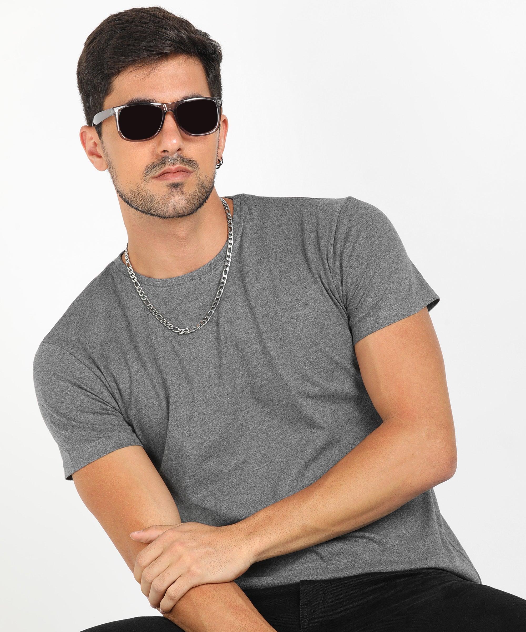 Young Trendz Men Halfsleeve Solid Tshirt (Andra Melange) - Young Trendz