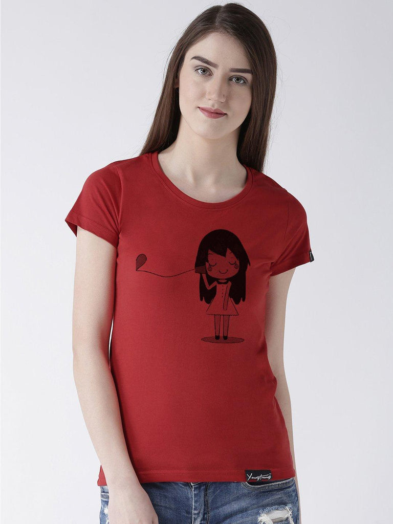Phone Printed Red Color Couple Tshirts - Young Trendz