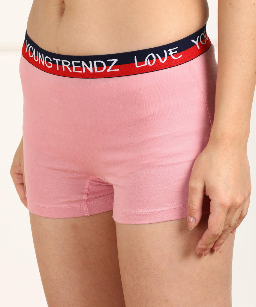 Young Trendz Women Love Elastic Boy Short Pink Panty - Young Trendz