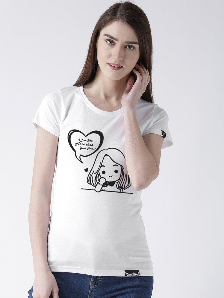 Love you Printed Grey(Men) White(Women) Color Printed Couple Tshirts - Young Trendz
